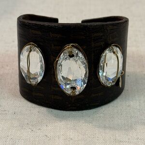 Roqqua Genuine Leather Beaded Wire Cuff Bracelet